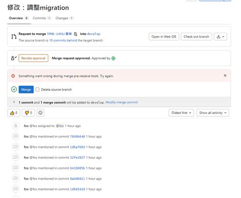 Merging PM causes "Something went wrong during merge pre …