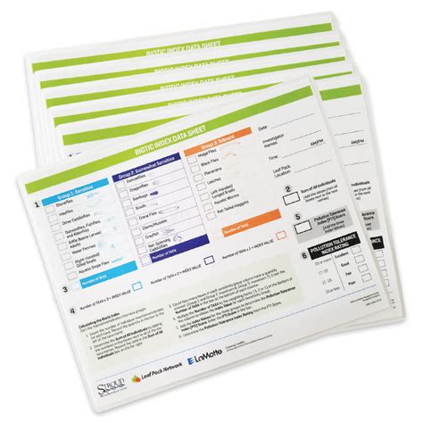 Merlan Scientific Biotic Index Data Sheet, Pack of 6