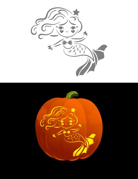 Mermaid Pumpkin Carving Template