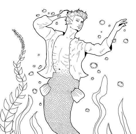 Merman Coloring Page