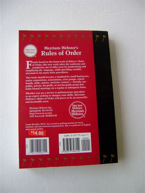 Read Online Merriam Websters Rules Of Order By Laurie E Rozakis