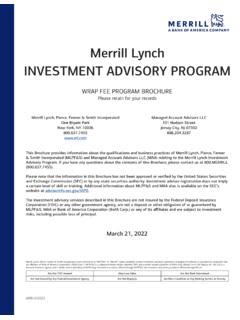 Merrill Lynch Investment Advisory Program Disclosures and …