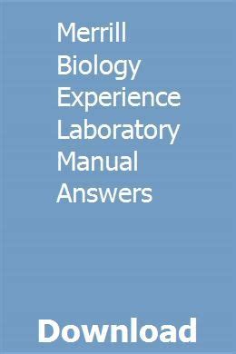 Merrill biology experience laboratory manual answers. - Otis lifts mcs 220 user manual.