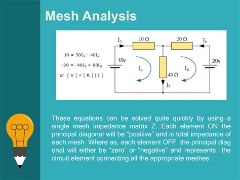Mesh analysis solved problems ppt.  The document discusses mesh analysis, a te...