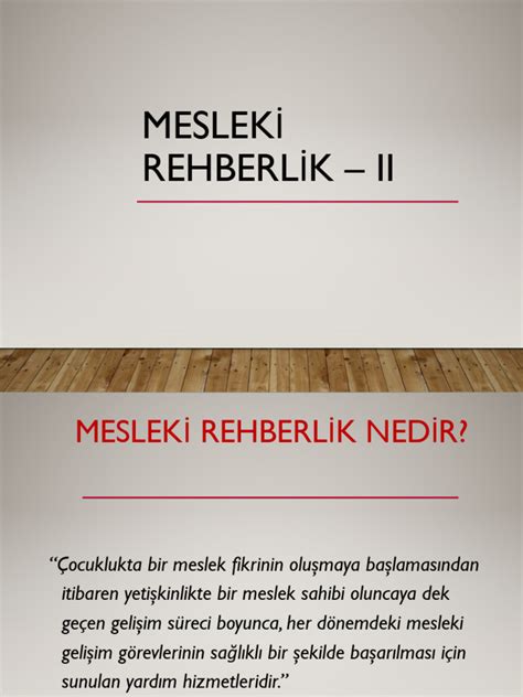 Mesleki Rehberlik II PDF Scribd. 
