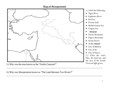 Mesopotamia Map Worksheet Pdf