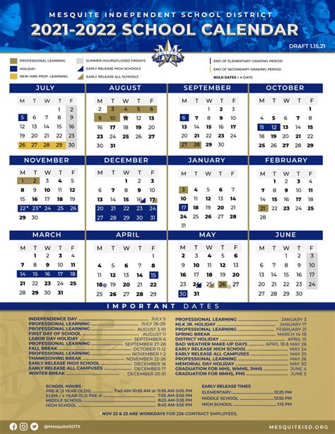 Mesquiteisd Calendar