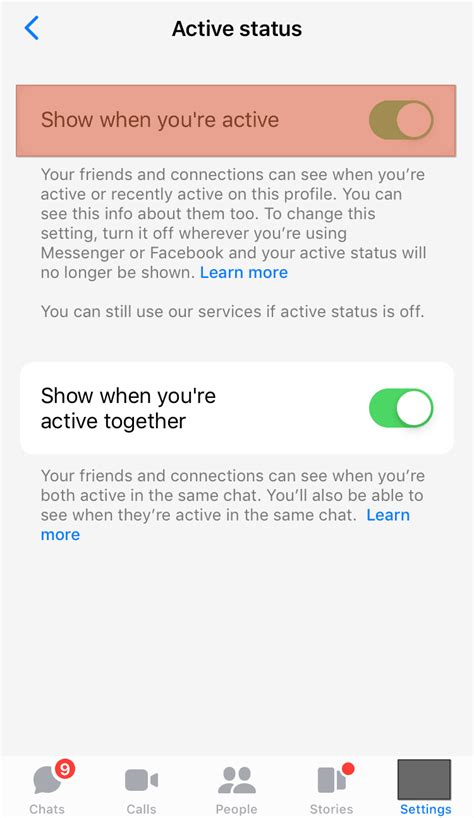Messenger status