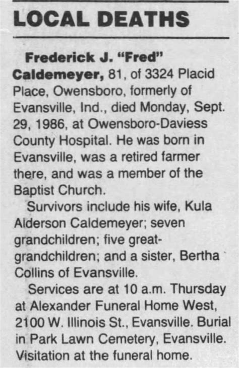 (270) 926-0123. Obituary Information. Messenger-Inquirer - Online Newspaper . 
