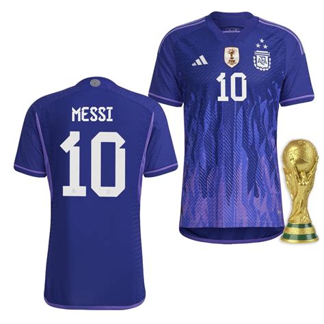 Messi 2022 world cup jersey. <p>Shop the World Cup Argentina official home and away jersey collection. Made with 100% recycled polyester interlock, AEROREADY moisture absorption, and a droptail hem for a slim fit.</p> 