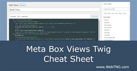 Meta Box Views Twig Cheat Sheet WebTNG