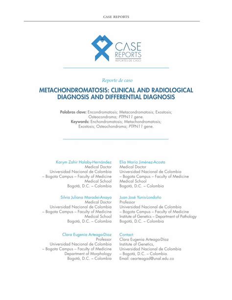 Metachondromatosis: Clinical and radiological diagnosis and ...