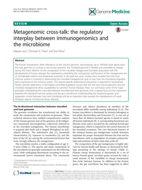 Metagenomic cross-talk: the regulatory interplay between immunogenomics ...