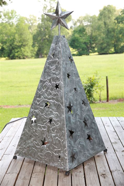 Metal Christmas tree made from angle iron for frame and galvanized
