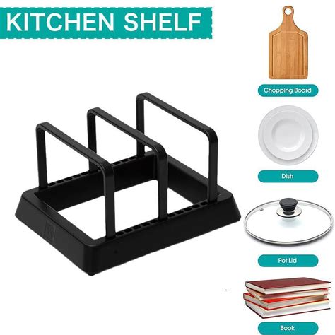 Metal Pot Lid Holder Storage Rack Chopping Board Organizer Towel Holder ...