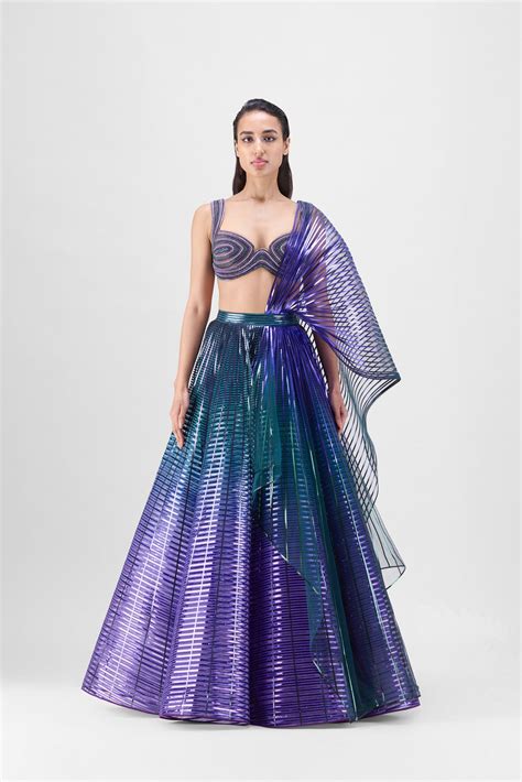 Metallic Ombre Lehenga - amitaggarwal.com