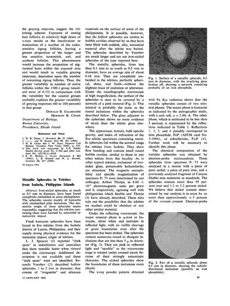 Metallic Spherules in Tektites from Isabela, Philippine Islands