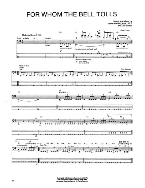 Metallica — For Whom The Bell Tolls bass tabs