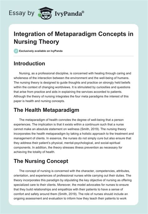 Metaparadigm Model Of Nursing Essay - 686 Words