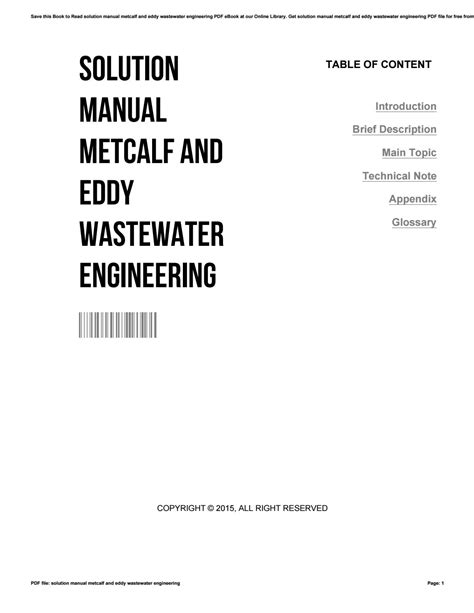 Metcalf and eddy wastewater eng solutions manual. - Manual de servicio de transmisión a606.