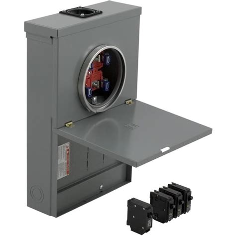 The Square D 100 Amp 8-Space 16-Circuit Outdoor Combination meter Socket and Main Breaker Load Center is suitable for use as a combination service entrance device (CSED). This unit is ANSI certified and UL listed with a maximum 10,000 AIR. The combination service entrance device features a Ringless meter cover with a single-phase, 5-jaw meter .... 