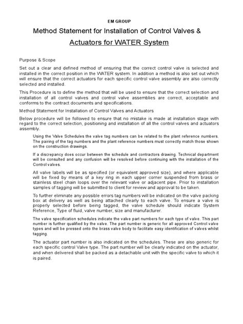 Method Statement - Final PDF Valve Actuator