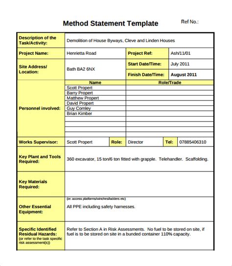 Method Statement Free Template With How To Guide