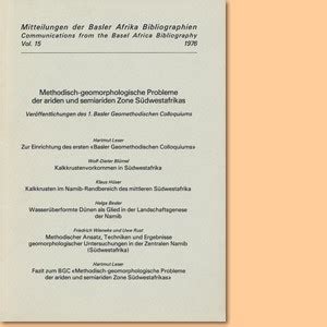 Methodisch geomorphologische probleme der ariden und semiariden zone südwestafrikas. - Correo politico y literario de salamanca.