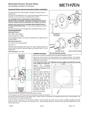 Methven shower mixer adjustment.  Shower Mixer.  operating conditions speciﬁe...