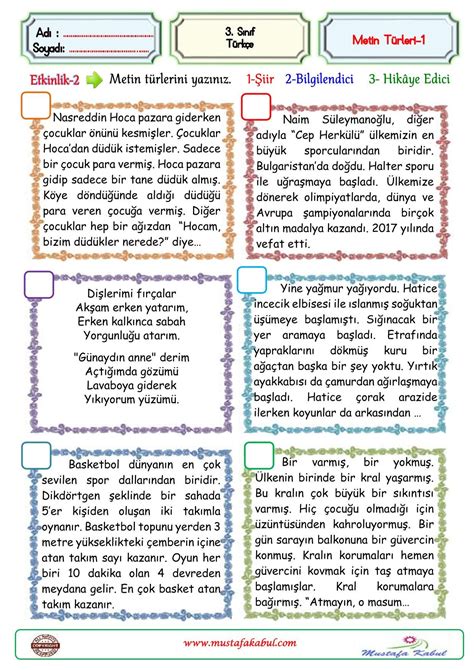 Metin Türleri İle İlgili Etkinlik-2 ~ Ders Türkçe. 