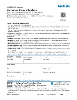 Send the completed form to the MetLife Record Keeping Center, P.O. Box 14401, Lexington, KY 40512-4401. If you wish to name more beneficiaries than this form provides for, secure an additional copy. Complete your list of beneficiaries on that form. Attach the additional form to the first, indicating clearly on each form the. 