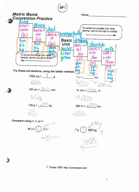 Metric Mania Measurement Workbook Answers