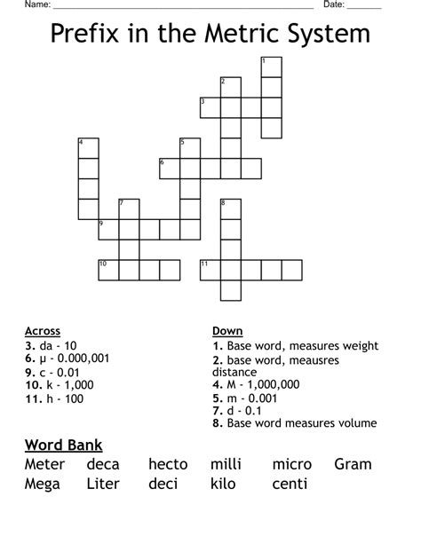 Metric prefix crossword clue. Prefix with metric is a crossword puzzle clue that we have spotted over 20 times. There are related clues (shown below). Referring crossword puzzle answers. Sort A-Z. ISO. GEO. … 
