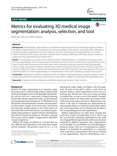 Metrics for evaluating 3D medical image segmentation: analysis ...