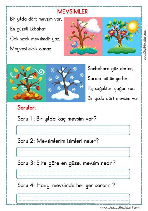 Mevsimler okuma metni Sorumatik.