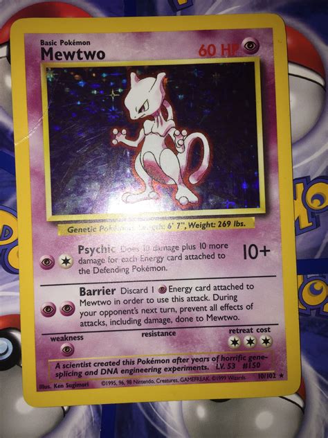 SHADOWLESS MEWTWO Base Set Holographic 10/102 Pokemon Card HOLO