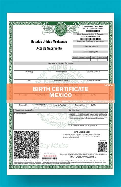 Mexican Birth Certificate Template