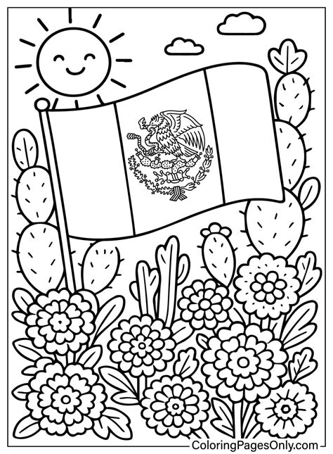 Mexican Flag Coloring Shee