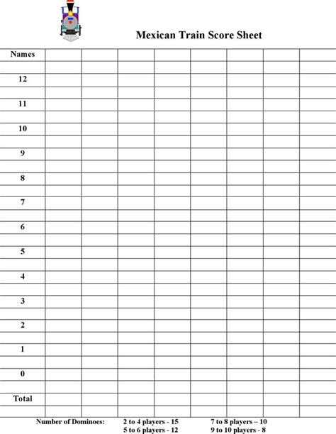 Mexican Train Score Sheet Download Free Documents For Pdf Word And Excel