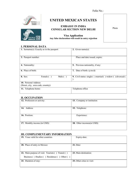 Mexican Visa Application Form Fill Out and Sign Printable PDF