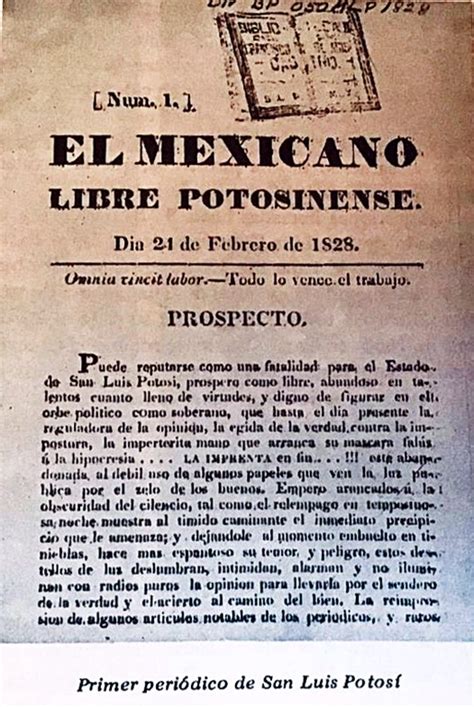 Mexicano libre potosinense (primer periódico potosino) y la ciudad de san luis potosí en 1828. - Dir allein verleih ich die stimme ....