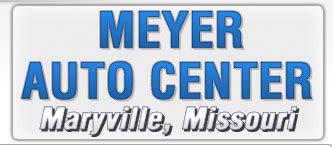 Meyer auto center maryville mo. Meyer Auto Center - Maryville MO: (660) 582-2116. Maryville, MO 64468 : Previous 1 2 Next >> Page 2 of 2 (24 items) Our Inventory: View All Inventory: Inventory Under $10,000: Inventory Specials: Print Ads: Meyer Auto Center. 204 N Market St. Maryville, Missouri 64468. Phone: (660) 582-2116 ... 