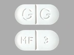 Mf3 gg pill. Enter the imprint code that appears on the pill. Example: L484; Select the the pill color (optional). Select the shape (optional). Alternatively, search by drug name or NDC code using the fields above. Tip: Search for the imprint first, then refine by color and/or shape if you have too many results. 