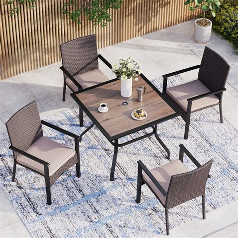MFSTUDIO 3-Piece Steel Outdoor Bistro Furniture Set,Patio Set with 2 x Dining Chairs and 1 x Square Table with Umbrella Hole,Black 4.5 out of 5 stars 69 $ 321 . 99. 