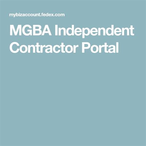 Mgba independent contractor portal. Independent Contractor Login. Username. Password. Lost password? Register. Go To Admin / Customer Login. 