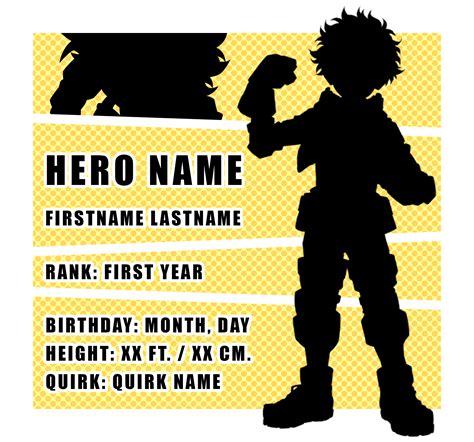 Mha character maker. Example : All might was once the 1st strongest pro hero, but he got retired. Endeavor replace All Might's place making him the strongest hero. (anti hero) 1. Endeavor. 2. Hawks. 3. Beast Jeanist. 