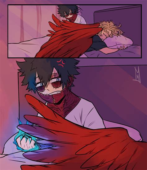 Dabi brought a hand to the junction between his shoulder blades and rubbed around the area. It was sensitive and he made sure not to press too hard. His other hand rested on his lower back as a stabilizing force. Hawks shuddered in his arms. If Dabi listened hard enough he could swear he heard a sniff, though he slowly started to relax.. 