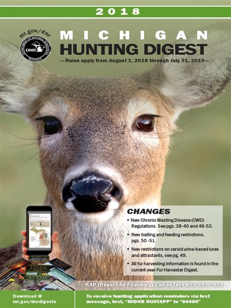 Mi deer digest. ANTLERLESS DEER DIGEST 2 0 1 5 M I C H I G A N Application Period: July 15 - Aug. 15, 2015 www.michigan.gov/deer RAP (Report All Poaching): 800-292-7800 Reminders ... 