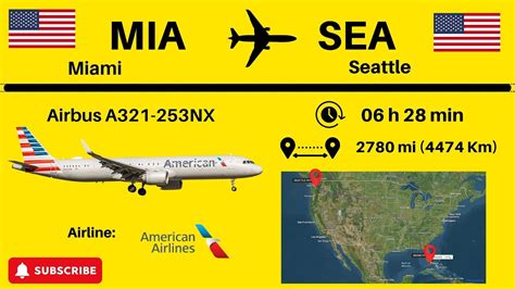 The driving distance from Seattle (BFI) to Miami (MIA) is 3332 miles / 5363 kilometers, and travel time by car is about 59 hours 2 minutes. Seattle Boeing Field – Miami International Airport. 2725. Miles. 4386. Kilometers. 2368. Nautical miles. 5 h 39 min. Flight duration. 3 h. Time difference.. 