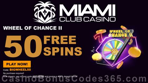 Miami Club Casino 50 codes bonus sans dépôt 2021